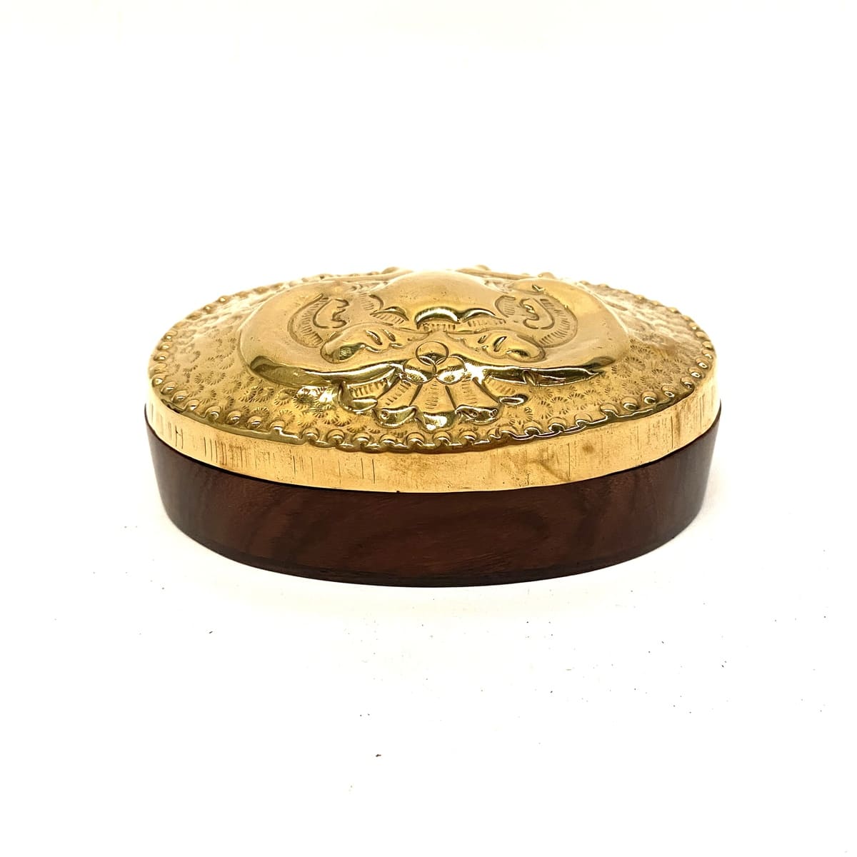 Joyero árabe de madera y latón ovalado Golden