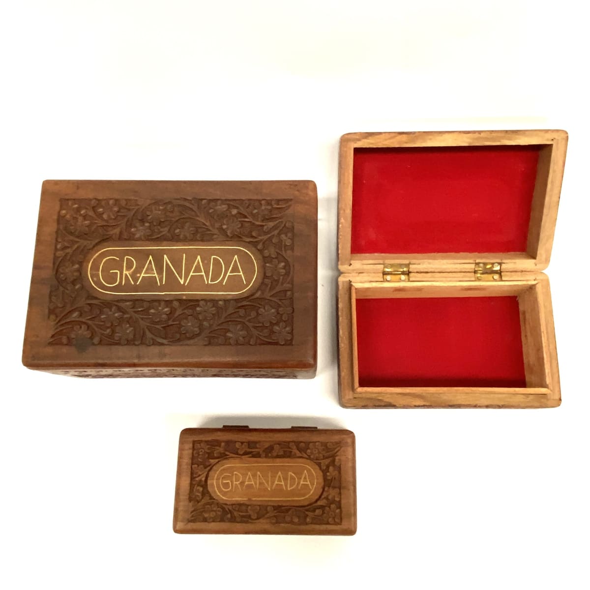 Juego de 3 joyeros de madera souvenir