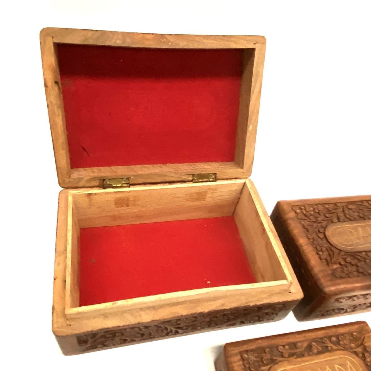 Juego de 3 joyeros de madera terciopelo