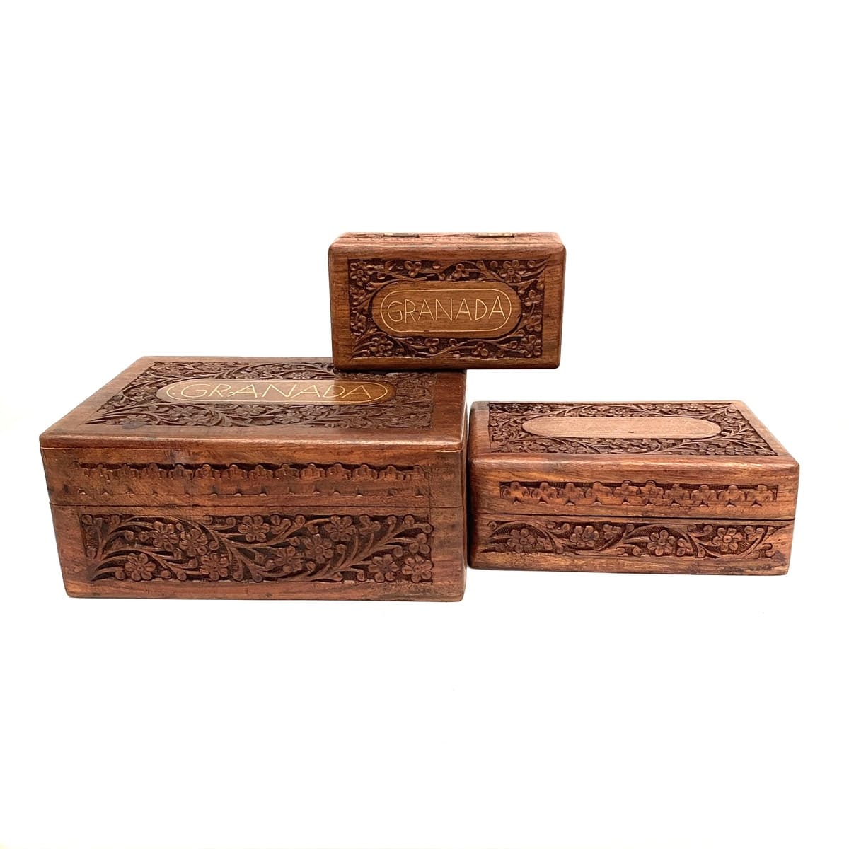 Juego de 3 joyeros de madera souvenir granada