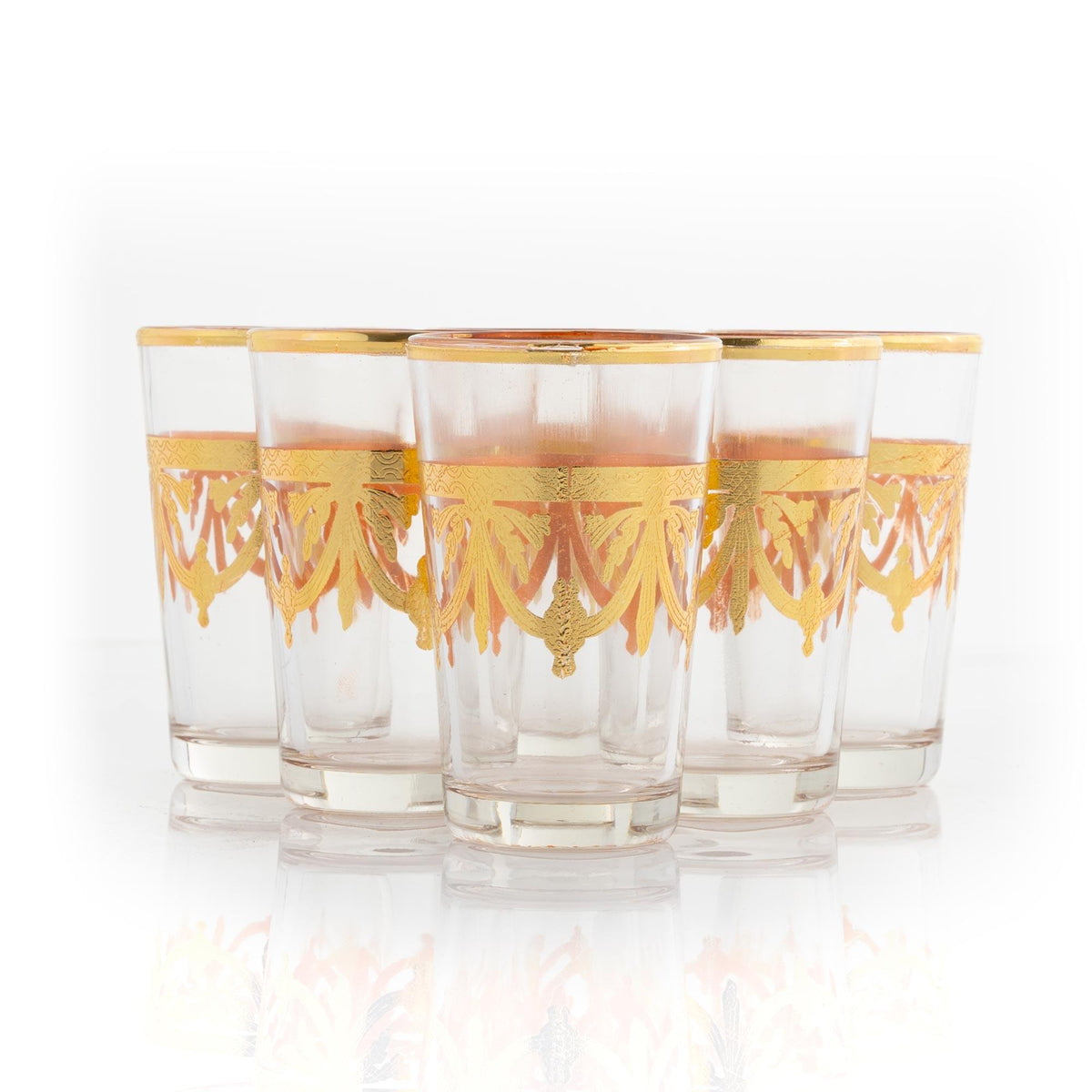 Juego 6 vasos árabes de té dorados