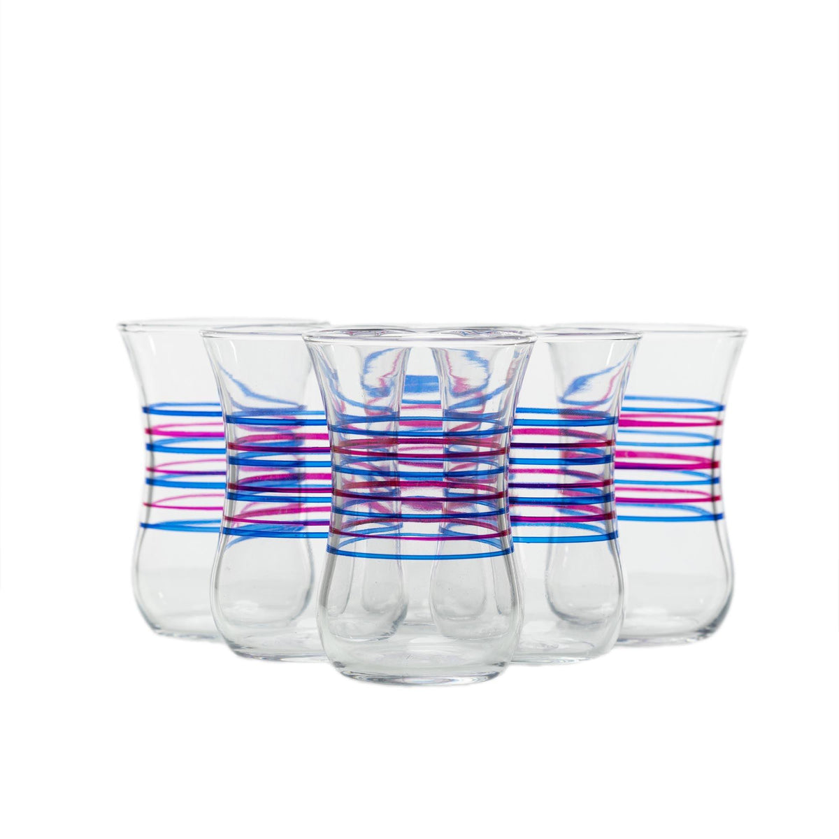 Juego 6 Vasos Turcos de Té - Azul &amp; Rosa