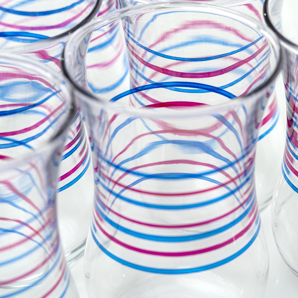 Juego 6 Vasos Turcos de Té - Azul &amp; Rosa