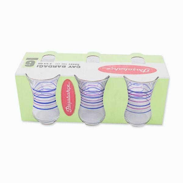 Juego 6 Vasos Turcos de Té - Azul &amp; Rosa