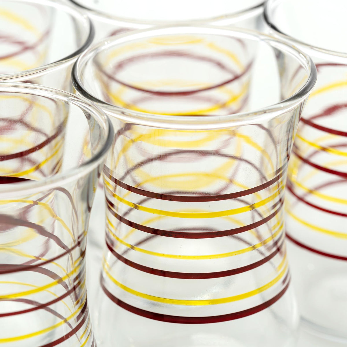 Juego 6 vasos turcos de té - rojo &amp; amarillo