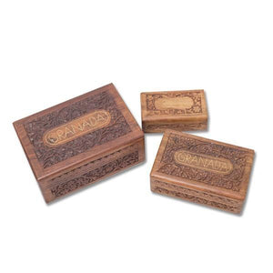 Juego de 3 cajas de madera joyeros- souvenir Granada