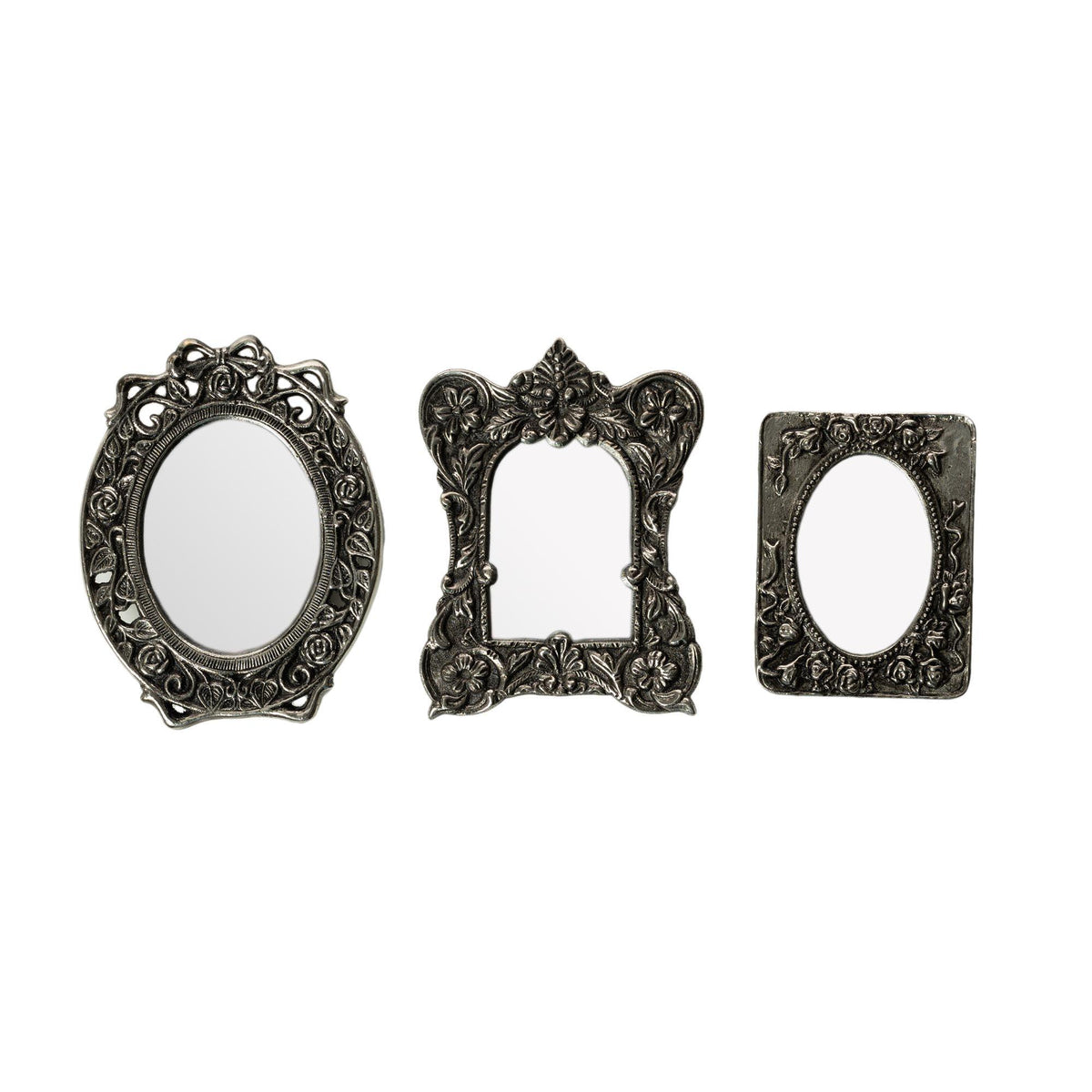 Juego de 3 Espejitos de Niquel Vintage Plateado