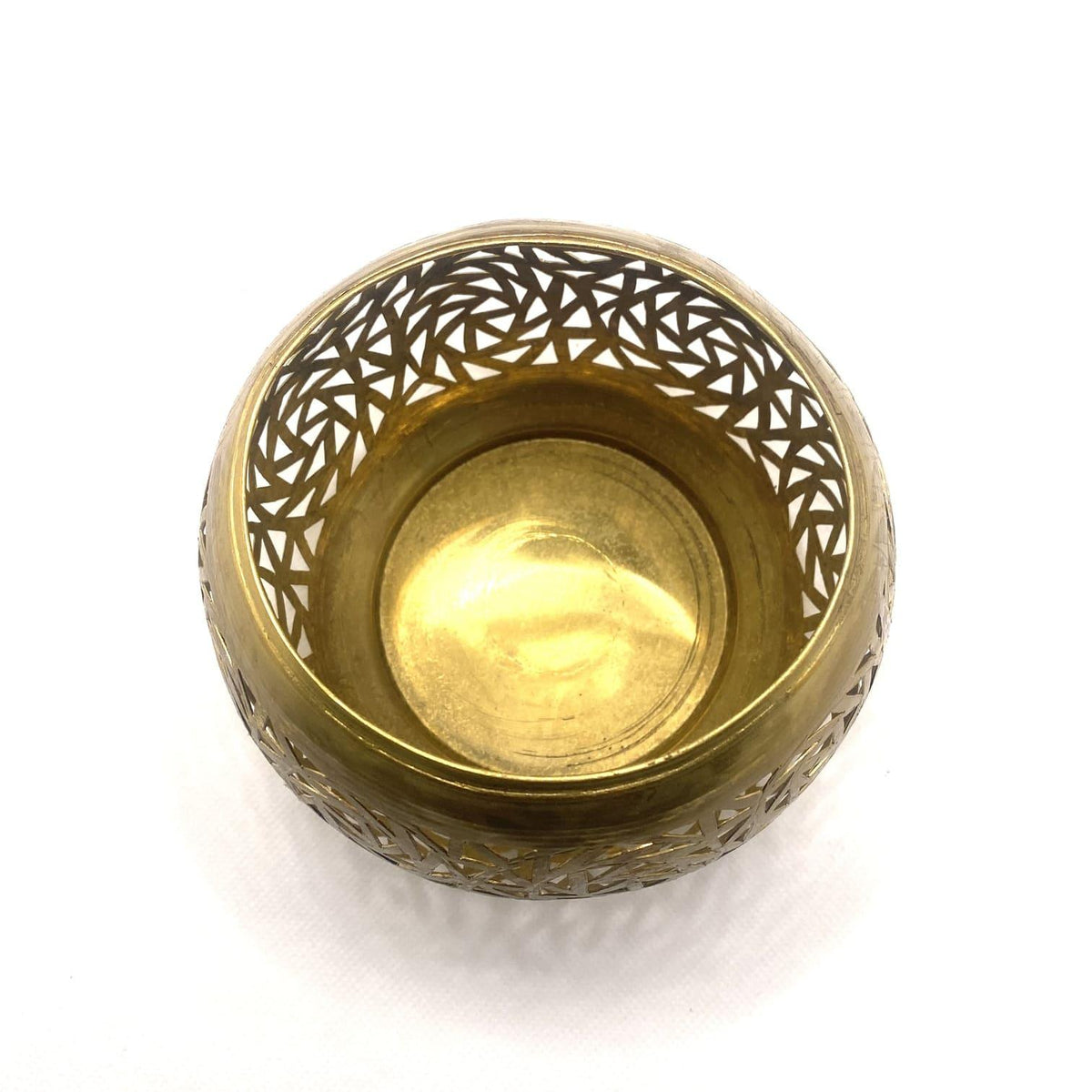 Juego de 3 portavelas de latón calado