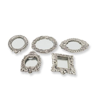 Set mit 5 Vintage-Taschenspiegeln aus Nickel