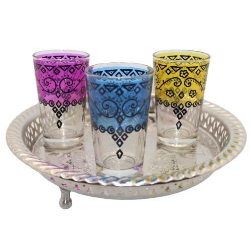 Juego de 6 vasos de té marroquíes fath con henna