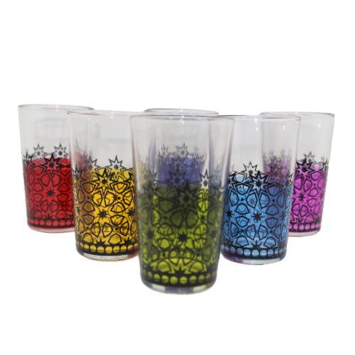 Juego de 6 vasos morunos de té con henna Madrasa