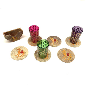 Juego 6 Posavasos Onix Camello vasos