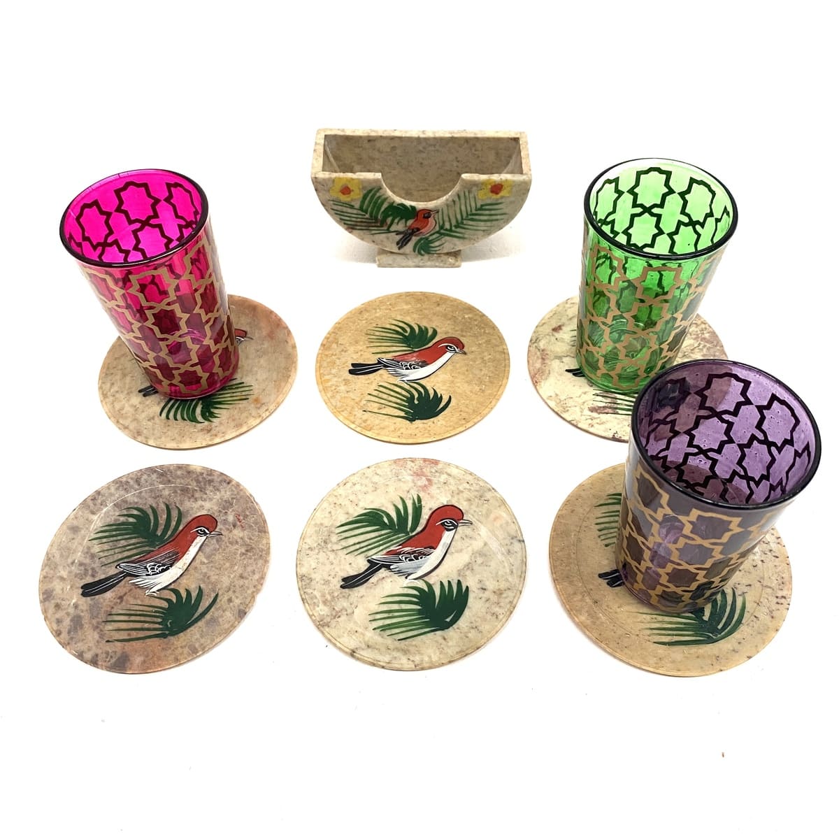juego de posavasos onix pájaro vasos
