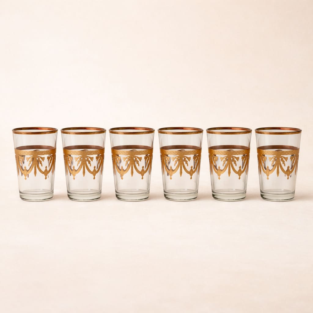 juego de vasos árabes de té dorado