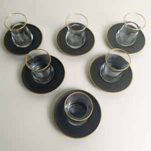 juego de vasos turcos rakle negro set