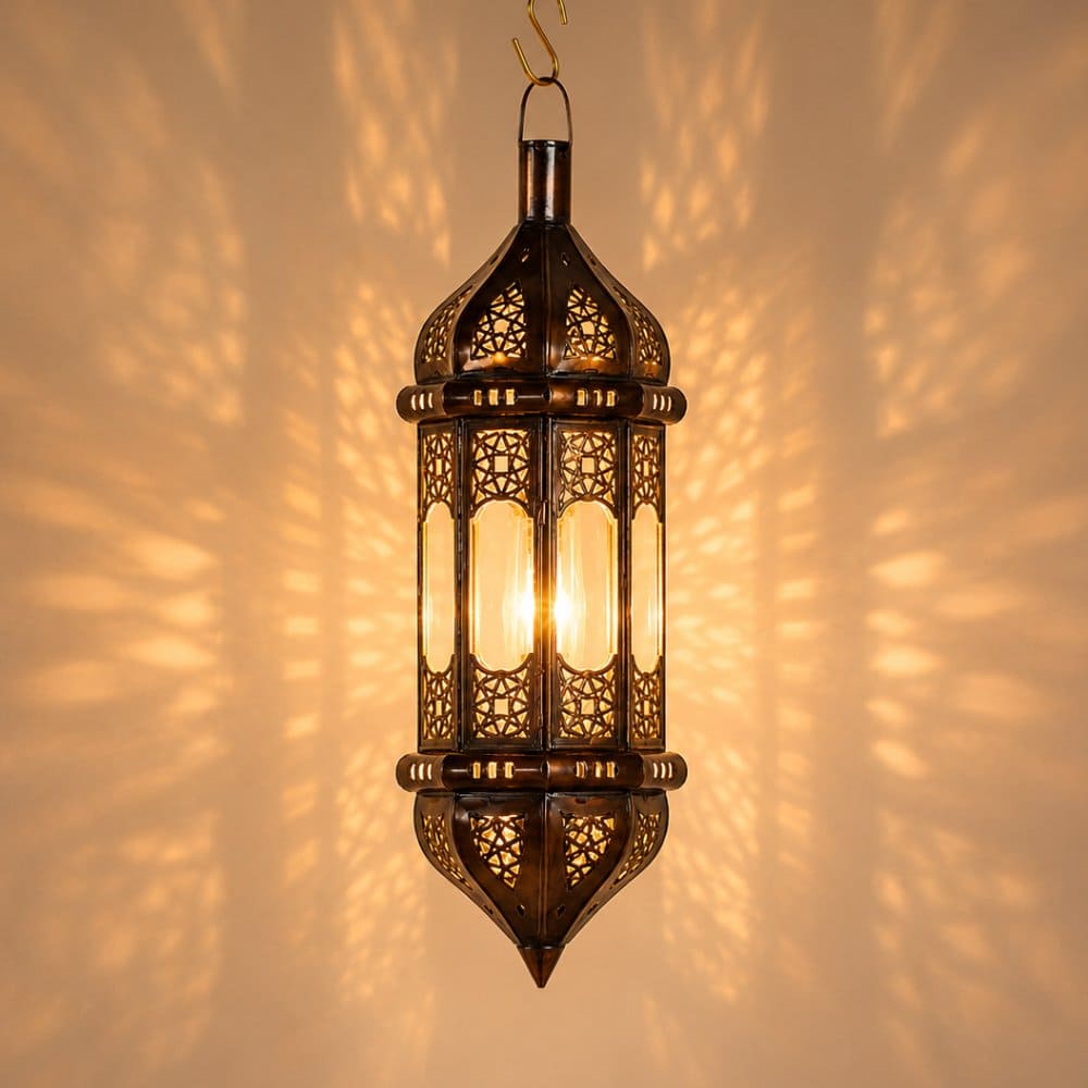 lámpara árabe alargada cristal transparente on