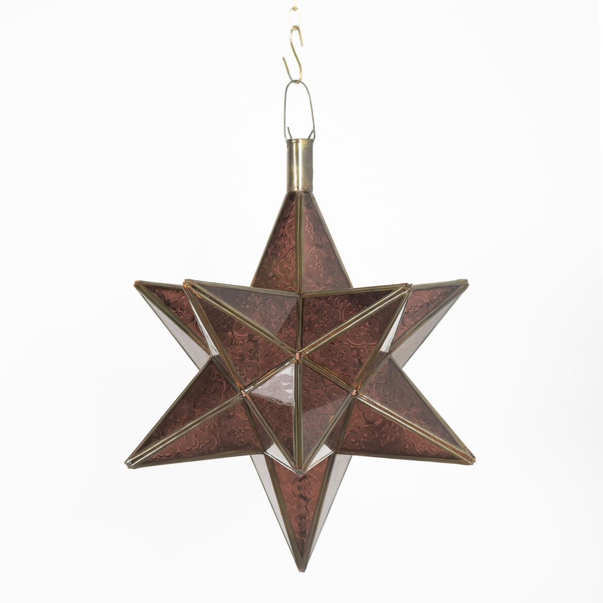 lámpara árabe estrella de cristal violeta