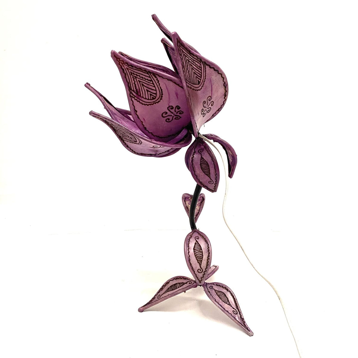 Lámpara marroquí de piel morada