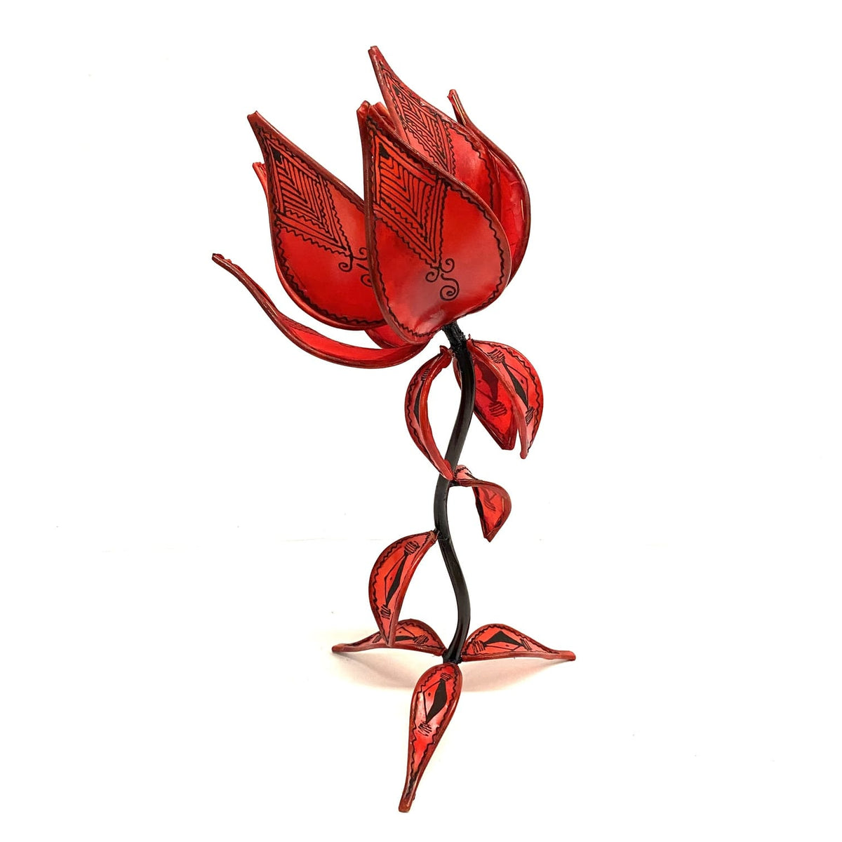 Lámpara marroquí de piel roja