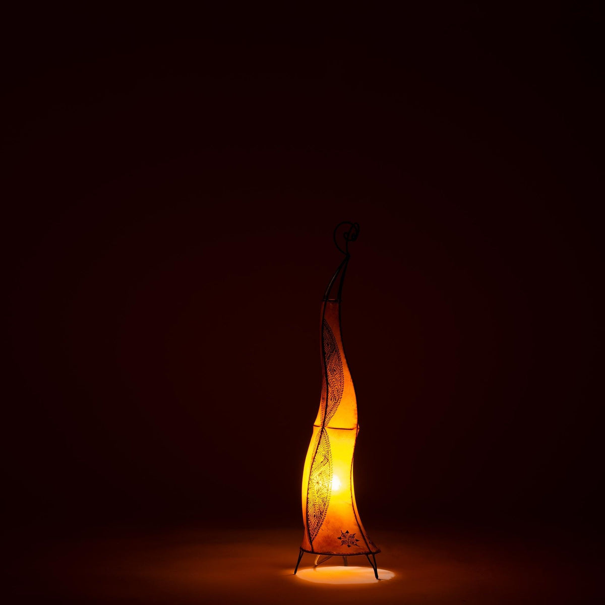 Lámpara marroquí de piel y forja 1m naranja