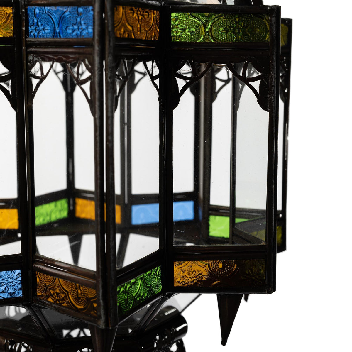 Lámpara marroquí de techo cristal y forja Asad