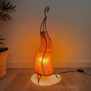 lámpara marroquí piel naranja 70