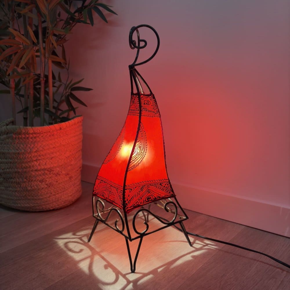 lámpara marroquí pirámide roja 50cm