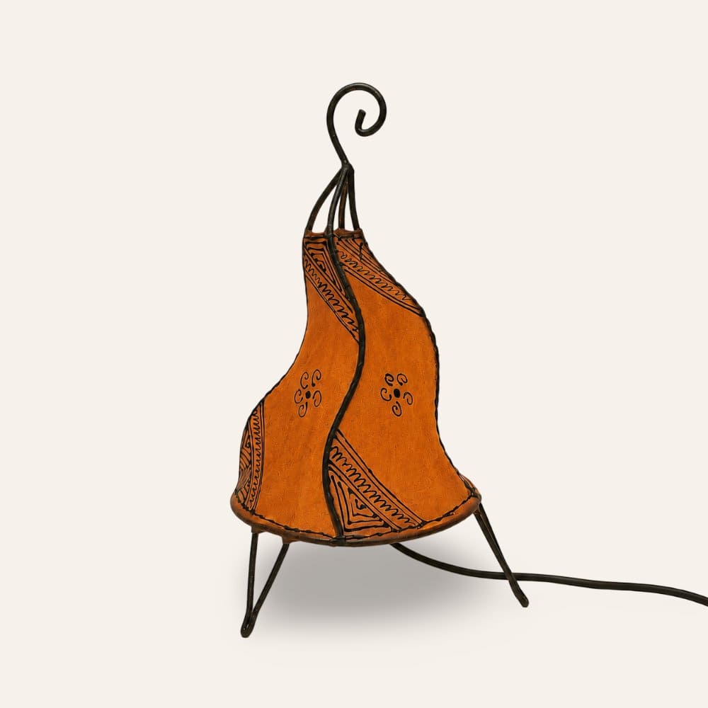 lámpara piel Marrakech naranja 35cm