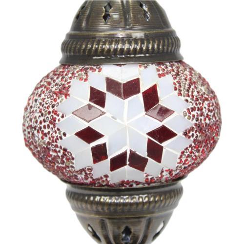 SILVERFEVER Lámpara de tetera turca de mosaico, de cristal marroquí, para  mesa, escritorio, mesita de noche, base de bronce, con bombilla E12