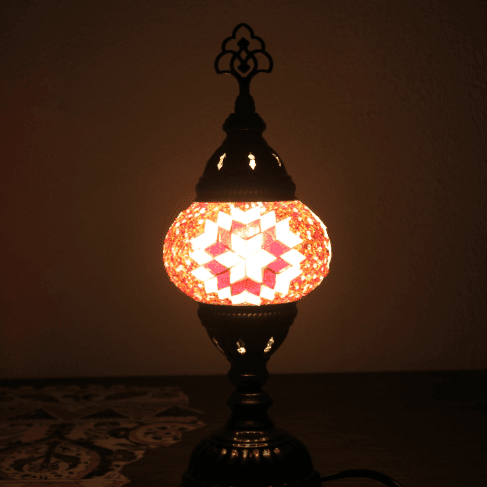 Lámpara turca de mesa con cristal de mosaico - Nº1 Ahmar