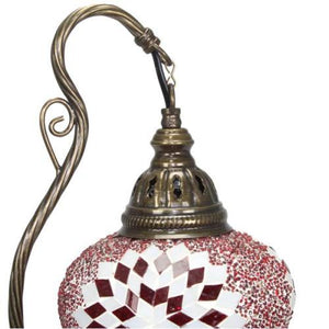 Lámpara turca de mesa curva con cristal de mosaico - Nº3 Ahmar