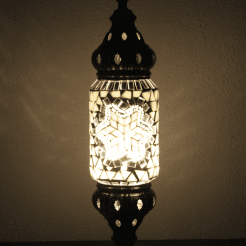 Lámpara turca de mesa tubo con cristales de mosaico - Nº1 Abiad