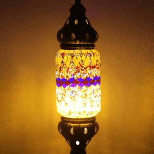 Lámpara turca de mesa tubo con cristales de mosaico - Nº1 Burtukali