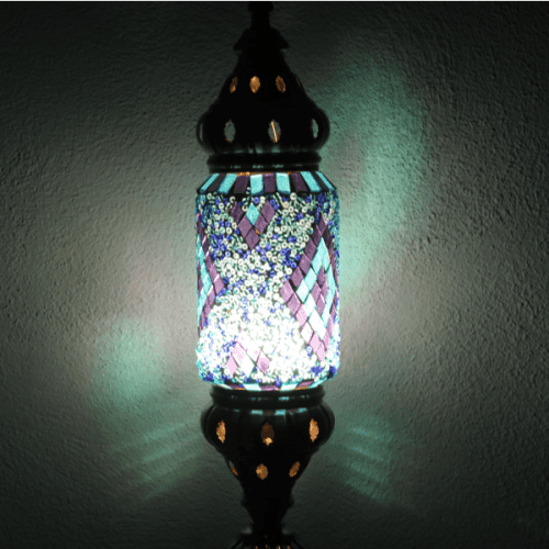 Lámpara turca de mesa tubo con cristales de mosaico - Nº1 Sarka