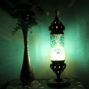 Lámpara turca de mesa tubo con cristales de mosaico - Nº3 Jadra