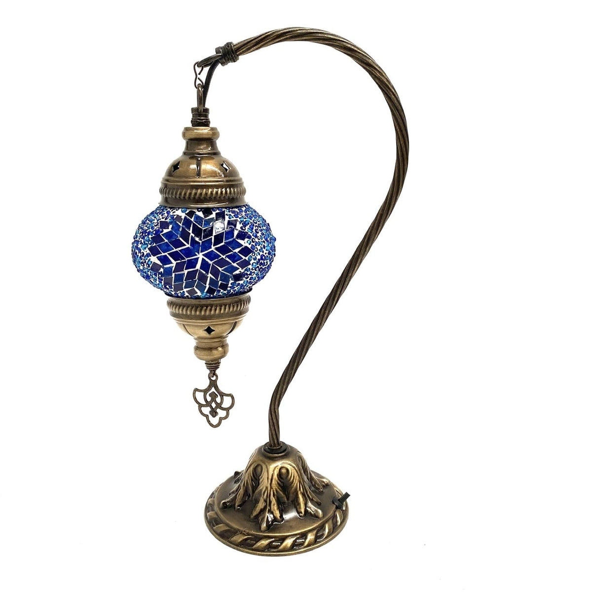 lámpara turca de mesa curva azul