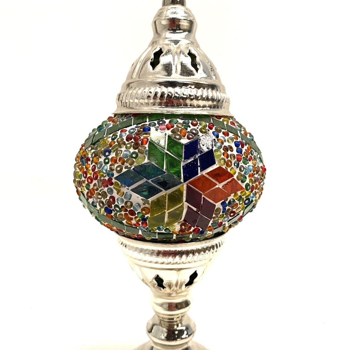 Lámpara turca de mesa plata colores 