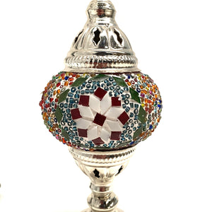 Lámpara turca de mesa plata multicolor N1 detalle