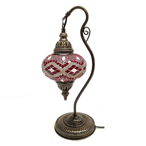 Lámpara turca de mesa roja y blanca