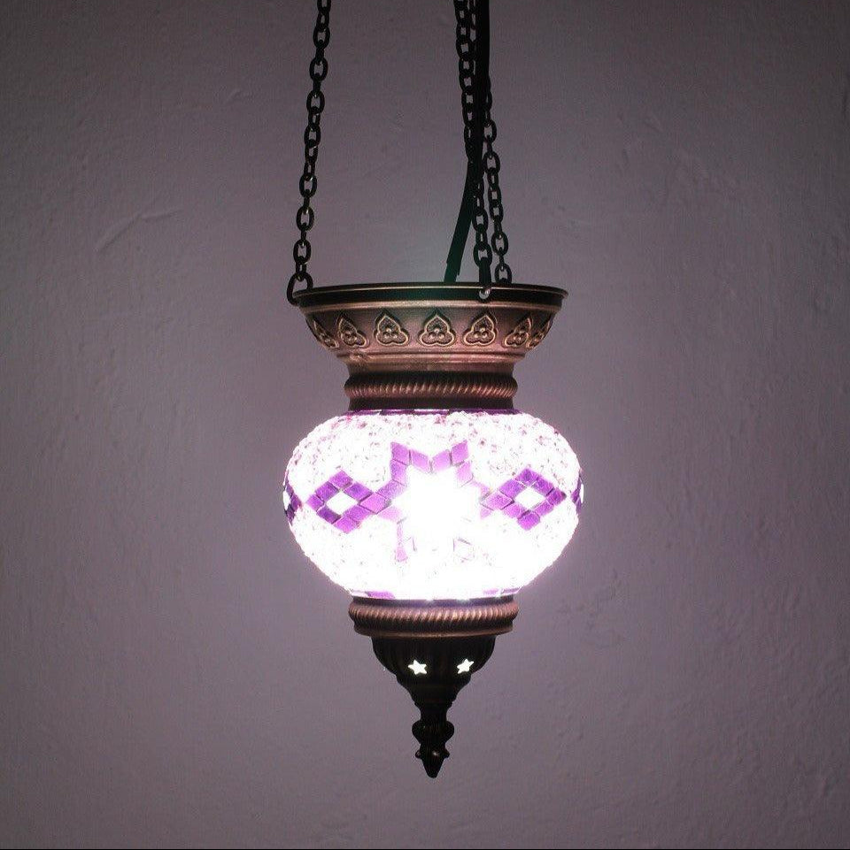 lámpara turca de techo violeta