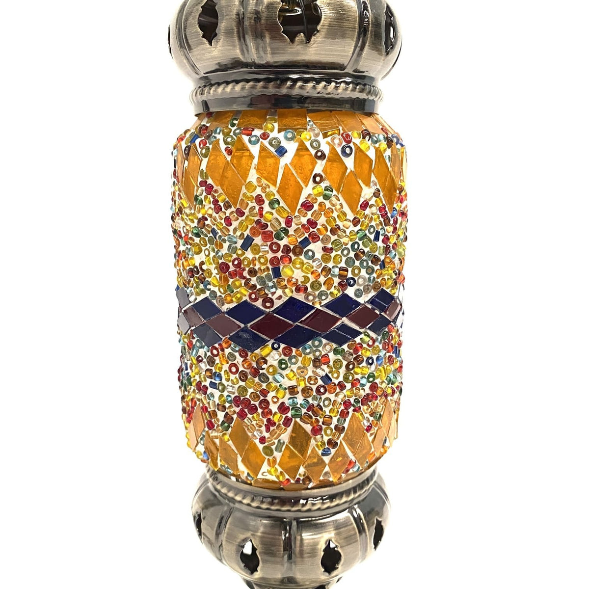 lámpara turca de mesa tubo naranja detalle