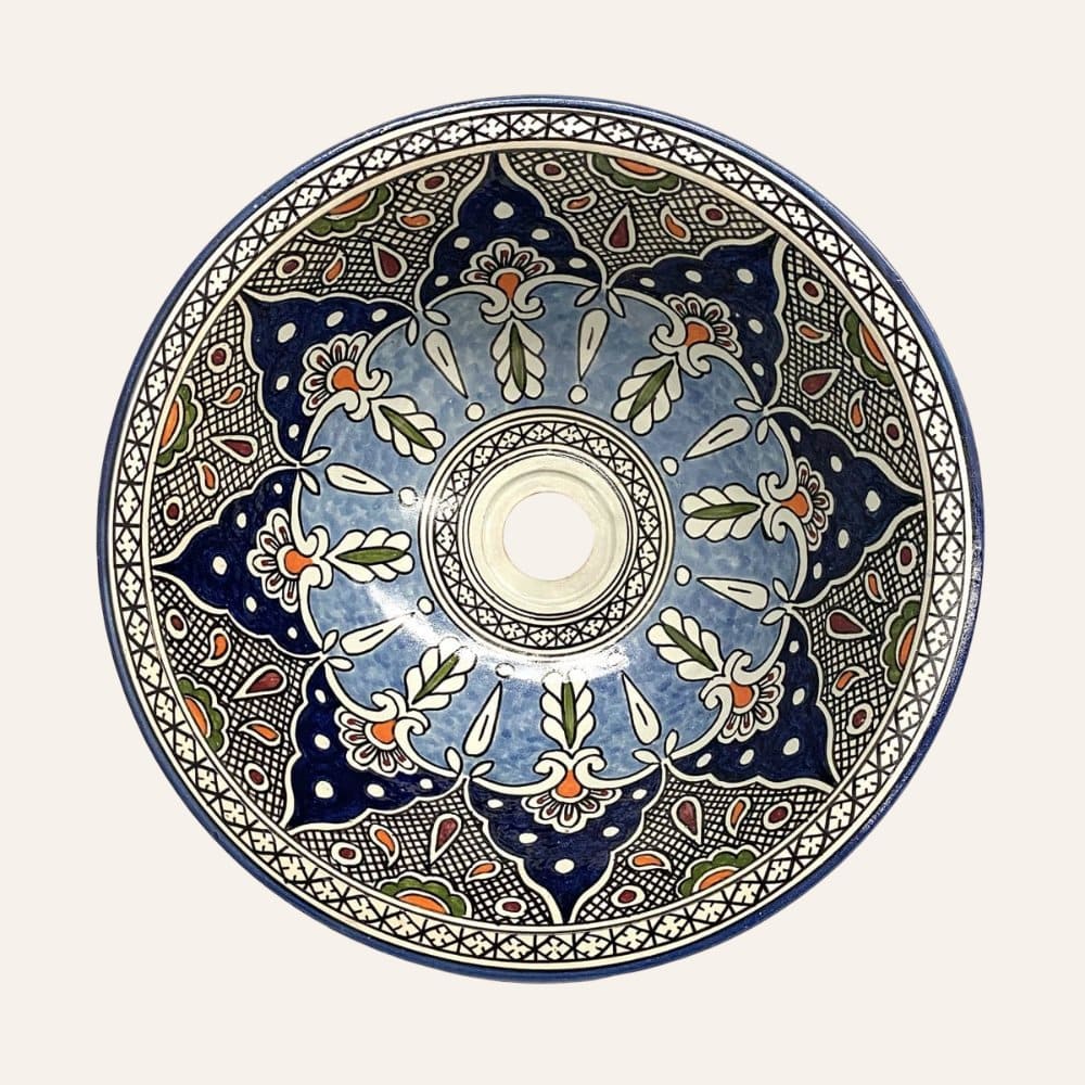 lavabo árabe cerámica azulado artesanal