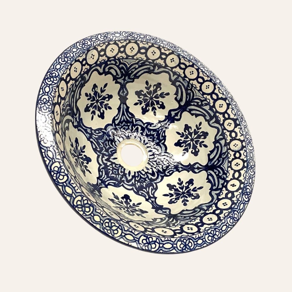 Lavabo árabe cerámica floral cobalto