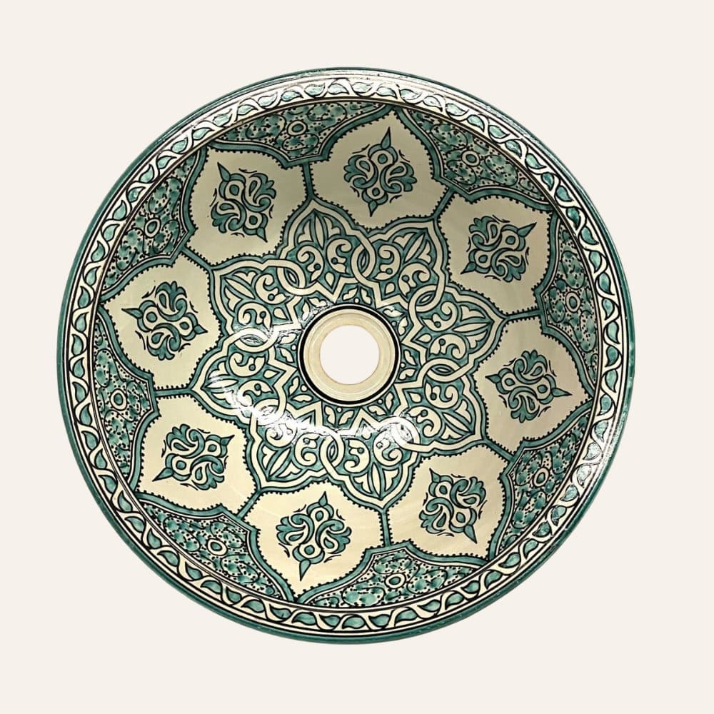 lavabo árabe floral turquesa 40cms