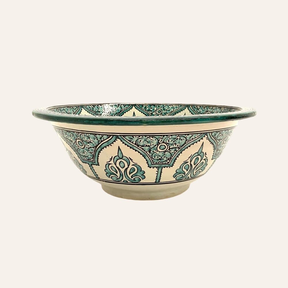 lavabo árabe floral turquesa 40cm perfil