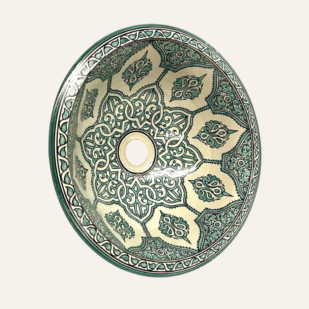 lavabo árabe floral turquesa 40cm