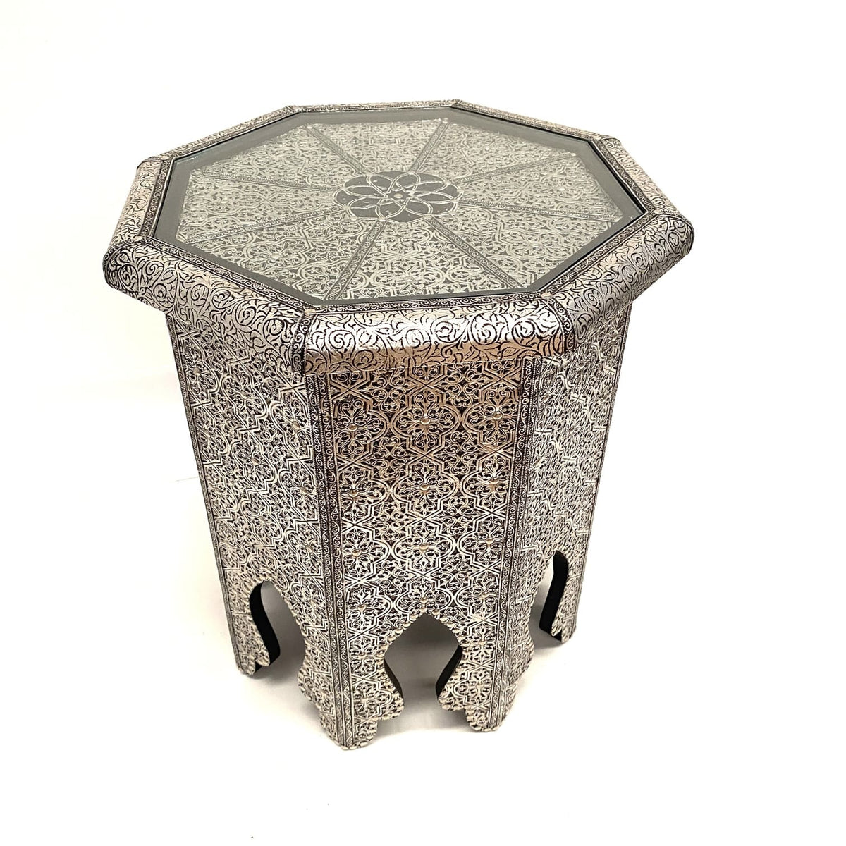 Mesa árabe auxiliar de alpaca octogonal