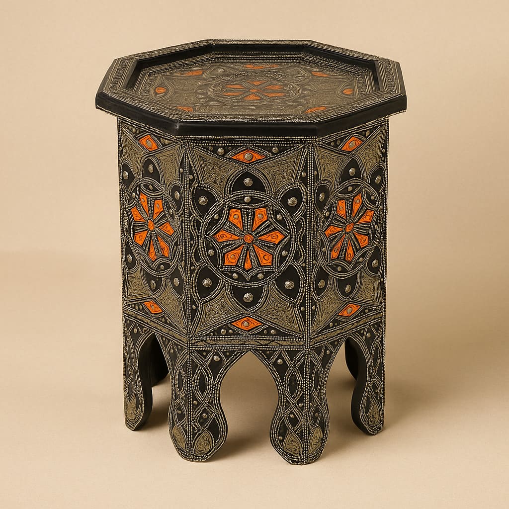 mesa árabe octogonal naranja 50cm