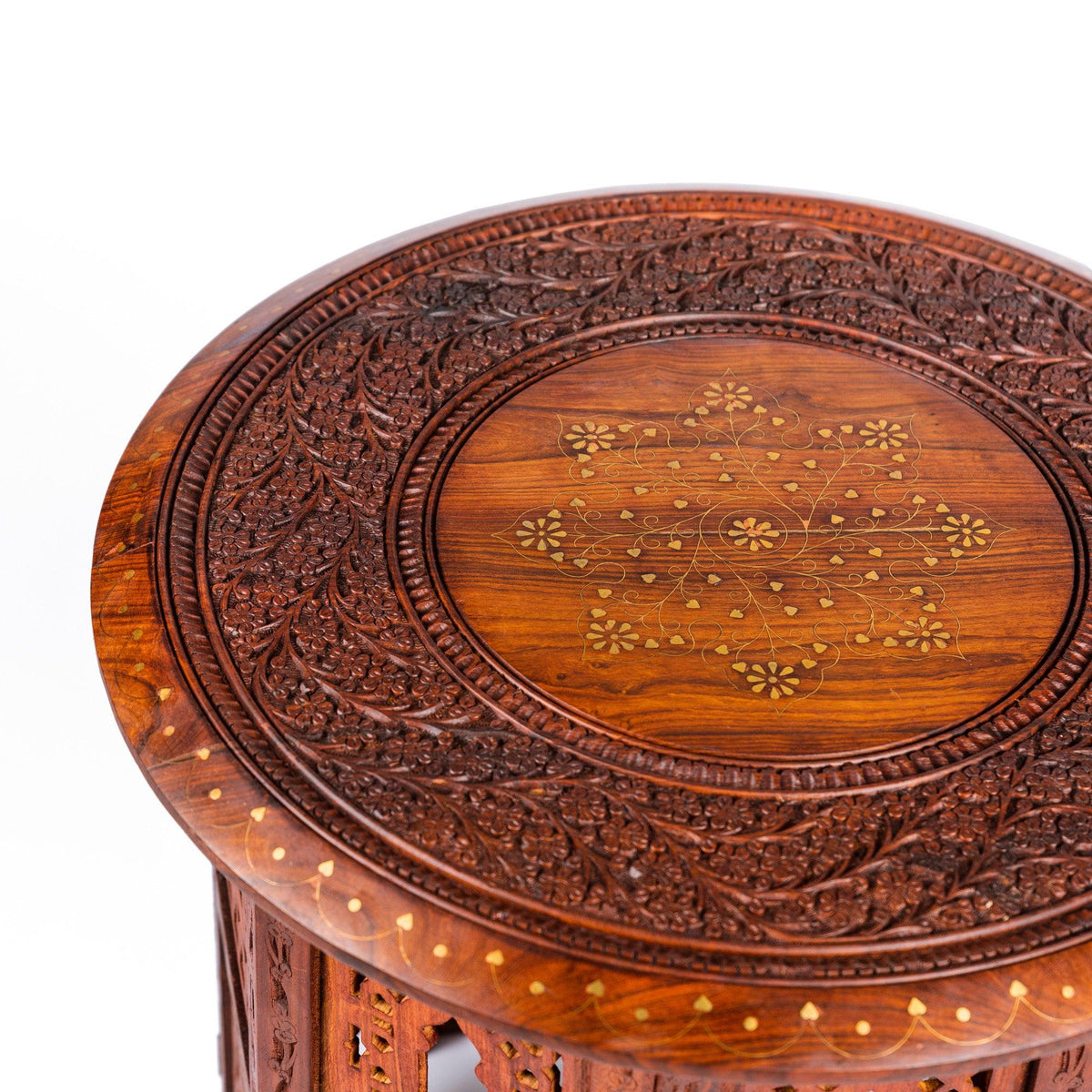 Mesa de India auxiliar tallada en madera