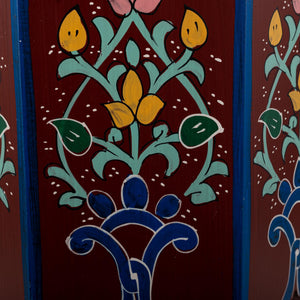 Mesa marroquí de madera granate pintada a mano